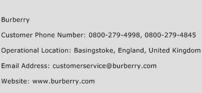 burberry contact number.